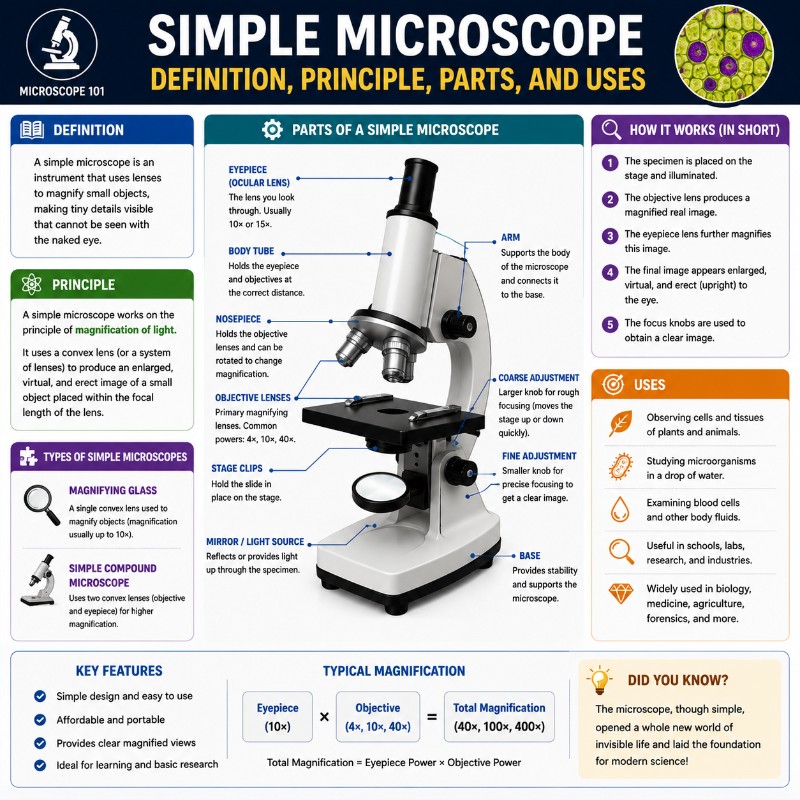 Photo of Simple Microscope: Definition, Principle, Parts, And Uses
