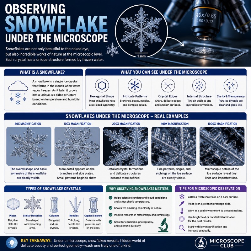 Photo of Observing Snowflake Under Microscope