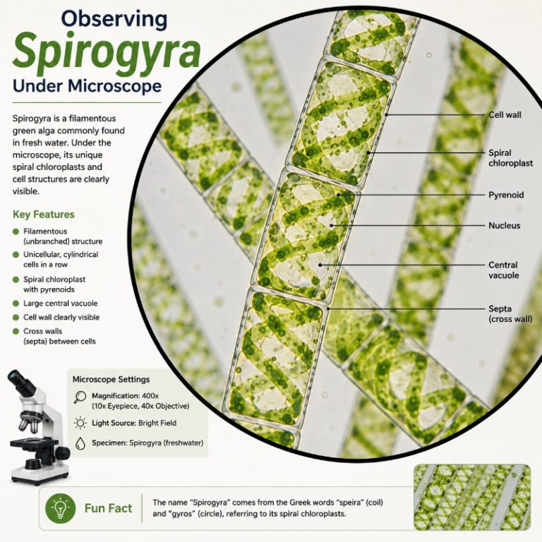Observing Spirogyra Under The Microscope View guide