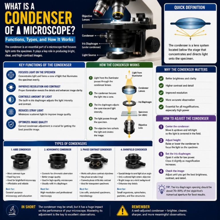 Photo of What is a Condenser of a Microscope? Functions, Types, and How It Works
