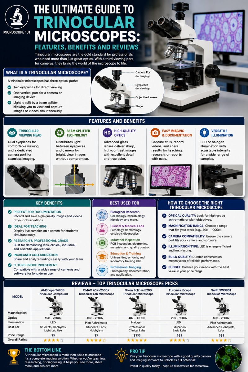 Photo of The Ultimate Guide to Trinocular Microscopes: Features, Benefits and Reviews