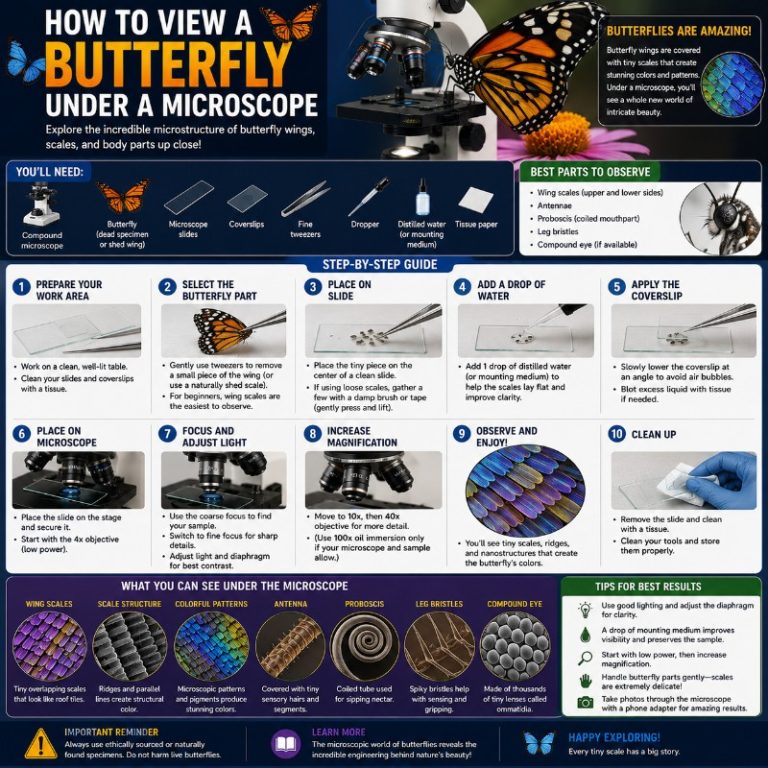 Photo of Butterfly under microscope
