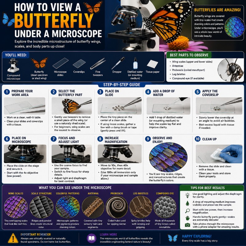 Photo of Butterfly under microscope