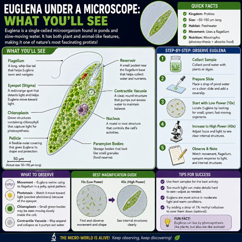 Photo of Euglena Under a Microscope