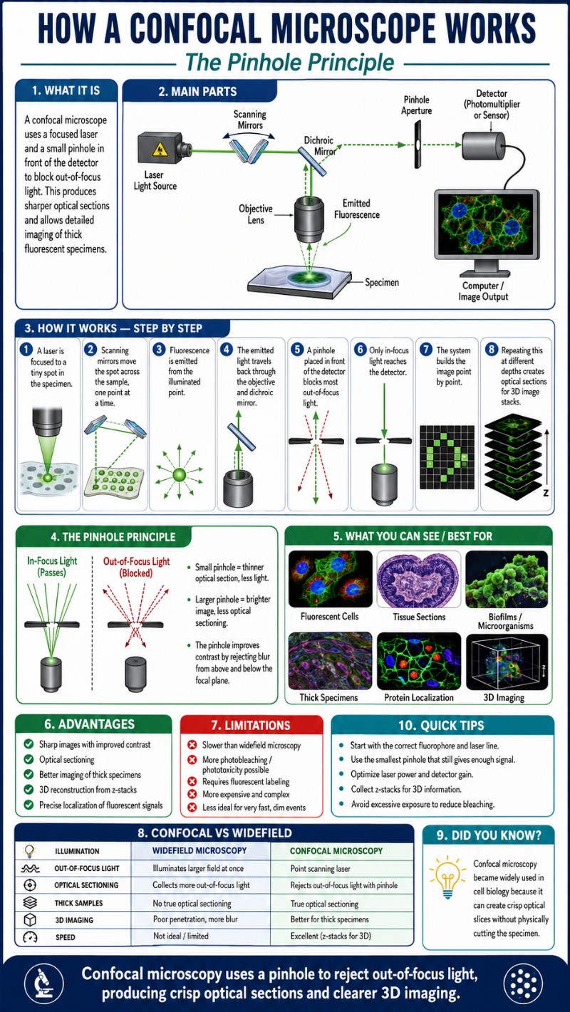 Infographics of How confocal microscopy works