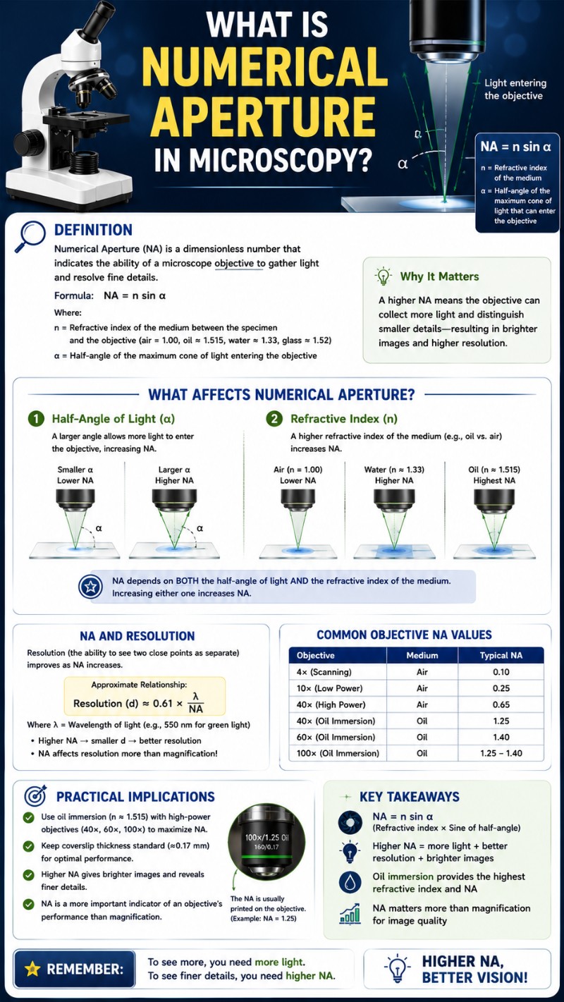Infographics of Numerical Aperture under Microscope