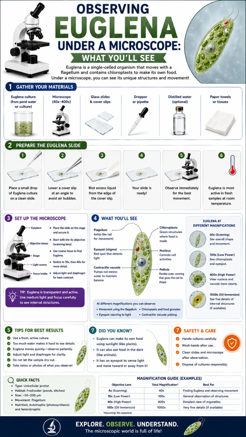 Infographics of Observing Euglena under a microscope