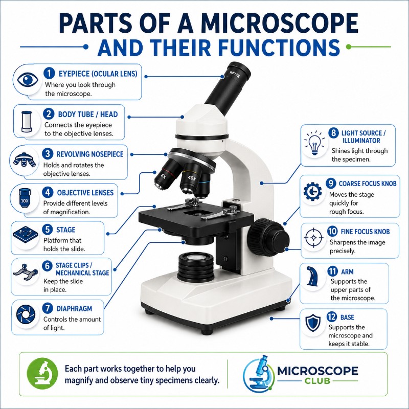 Photo of Parts of microscope and its functions