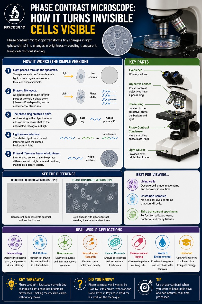 Photo of Phase Contrast Microscope: How It Turns Invisible Cells Visible