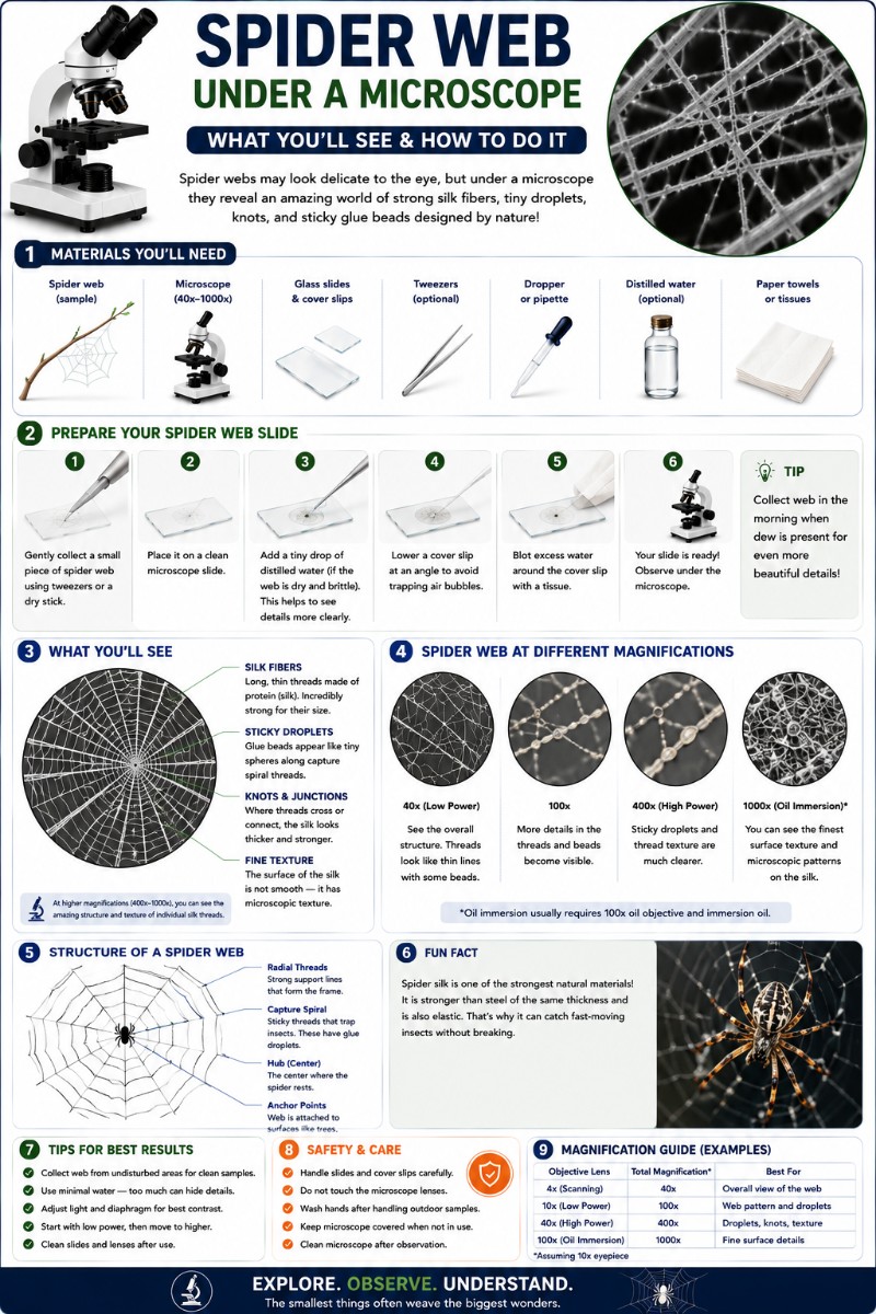 Infographics of Spider web under a Microscope