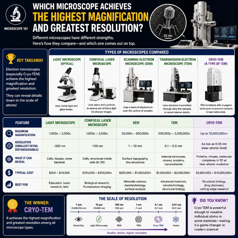 Photo of Which Microscope Achieves The Highest Magnification And Greatest Resolution?