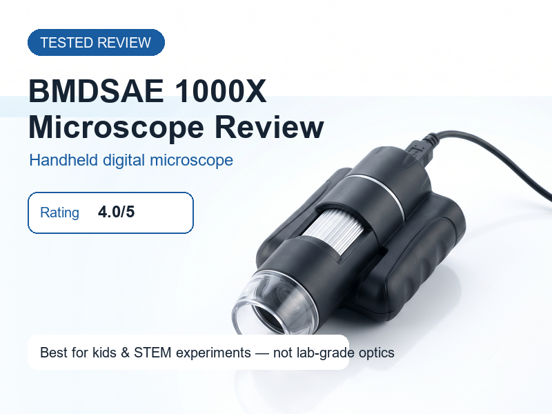 BMDSAE 1000X handheld digital microscope review featured image with 4.0 out of 5 rating