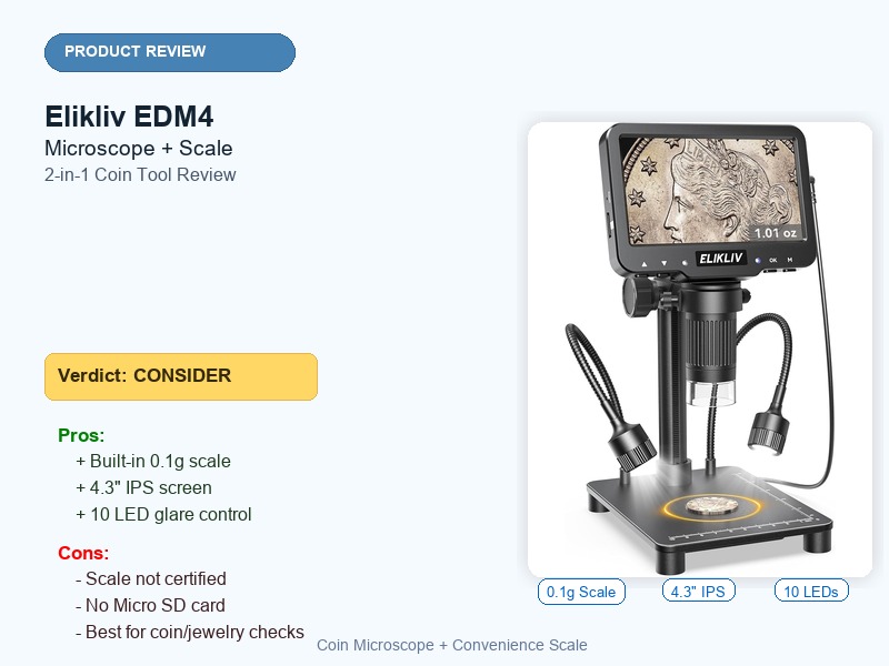 Elikliv EDM4 microscope with built-in 0.1g scale review featured image with verdict, pros and cons