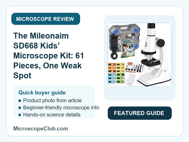 Featured image for The Mileonaim SD668 Kids’ Microscope Kit: 61 Pieces, One Weak Spot microscope review on MicroscopeClub