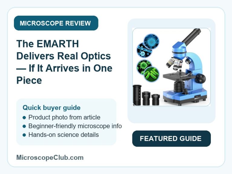 Featured image for The EMARTH Delivers Real Optics — If It Arrives in One Piece microscope review on MicroscopeClub