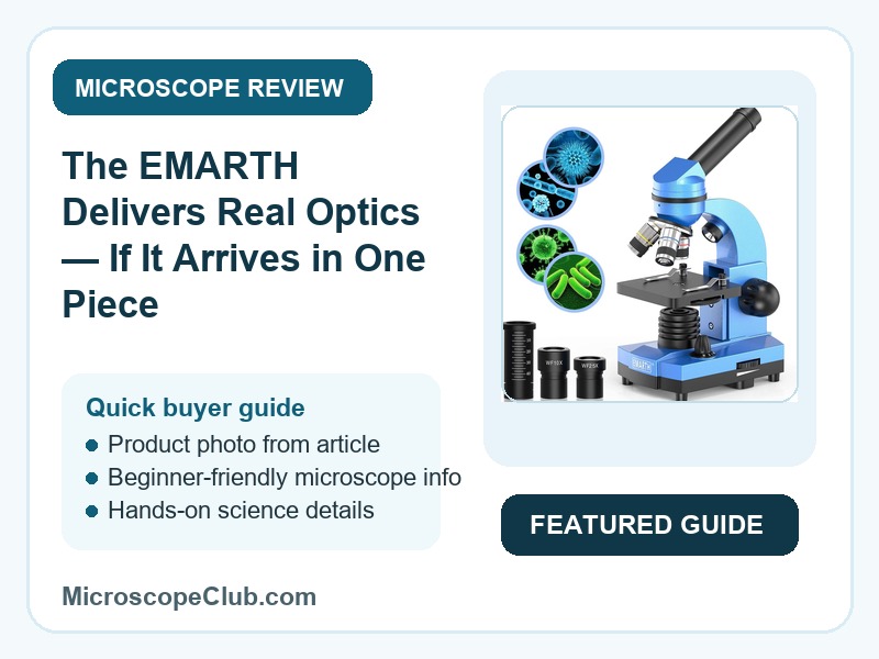 Featured image for The EMARTH Delivers Real Optics — If It Arrives in One Piece microscope review on MicroscopeClub