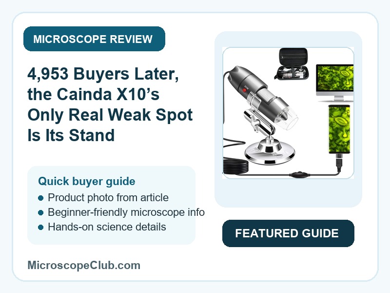 Featured image for 4,953 Buyers Later, the Cainda X10’s Only Real Weak Spot Is Its Stand microscope review on MicroscopeClub